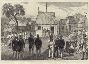 Reception of British Naval Officers by the Native Governor of Mohabo, Madagascar by Sir John Charles Robinson